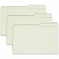 Smead 2/5 Tab Cut Legal Recycled Fastener Folder - 8 1/2" x 14" - 2" Expansion - 2 x 2S Fastener(s) - Top Tab Location - Right Tab Position - 25 pt. - Pressboard - Gray, Green - 100% Recycled - 25 / Box SMD19920