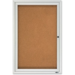 Quartet Enclosed Cork Bulletin Board for Outdoor Use - 36" Board Height x 24" Board Width - Brown Cork Surface - Hinged, Wear Resistant, Tear Resistant, Water Resistant, Shatter Proof, Acrylic Glass, Weather Resistant, Lock - Silver Aluminum Frame - 1 Eac QRT2121