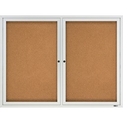 Quartet Enclosed Cork Bulletin Board for Outdoor Use - 36" Board Height x 48" Board Width - Brown Cork Surface - Hinged, Wear Resistant, Tear Resistant, Water Resistant, Shatter Proof, Acrylic Glass, Weather Resistant, Lock - Silver Aluminum Frame - 1 Eac QRT2124