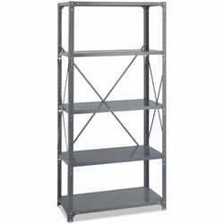 Safco Commercial 5 Shelf Kit - 36" Width x 18" Depth x 75" Height - 5 x Shelf(ves) - 3750 lb Load Capacity - Double-sided - Gray - Powder Coated, Dark Gray - Steel - Assembly Required SAF6266
