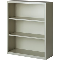 Lorell Fortress Series Bookcase - 34.5" Width x 13" Depth x 42" Height - 3 x Shelf(ves) - Light Gray - Powder Coated - Steel - Recycled LLR41283