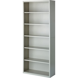Lorell Fortress Series Bookcase - 34.5" Width x 13" Depth x 82" Height - 6 x Shelf(ves) - Light Gray - Powder Coated - Steel - Recycled - Assembly Required LLR41292
