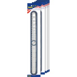 Helix Ruler - 30cm / 12" Graduations - Imperial, Metric Measuring System - Plastic - Assorted - 5 / Box HLX36001