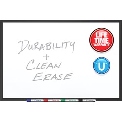 Quartet DuraMax Classic Whiteboard - 60" (5 ft) Width x 36" (3 ft) Height - White Porcelain Surface - Black Aluminum Frame - Rectangle - Horizontal/Vertical - Magnetic - 1 / Each QRT2545B