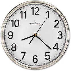 Howard Miller Hamilton Wall Clock - Analog - Quartz - White Main Dial - Silver Case - Plastic - Polished Silver Finish MIL625561