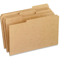 Pendaflex 1/3 Tab Cut Legal Recycled Top Tab File Folder - 8 1/2" x 14" - 3/4" Expansion - 11 pt. - Kraft - Rounded Corner, Reinforced - 10% Fiber Recycled - 100 / Box PFXRK15313