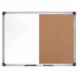 MasterVision Maya Series Dry-Erase Combo Board - 0.50" Board Height x 48" Board Width x 72" Board Depth - Natural Cork, Melamine Surface - Self-healing, Resilient, Easy to Clean, Dry Erase Surface, Durable - Silver Aluminum Frame - 1 Each - TAA Compliant BVCXA2702170
