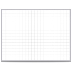 Ghent Grid Whiteboard - 36" (3 ft) Width x 24" (2 ft) Height - White Steel Surface - Satin Aluminum Frame - Rectangle - Horizontal - Magnetic - Grid Pattern, Stain Resistant, Ghost Resistant, Fade Resistant, Accessory Tray - 1 Each - TAA Compliant GHEGRPM322G23
