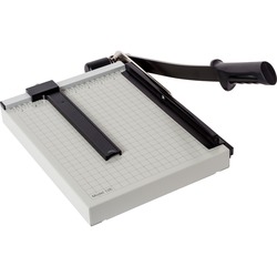 Dahle Vantage 12e Guillotine Paper Trimmer - 15 Sheet Cutting Capacity - 12" Cutting Length - 2.5" Height x 19.8" Width x 10.3" Length - Sturdy, Spring-action Handle, Adjustable Back Stop, Alignment Grid - Metal - Gray - 1 / Carton DAH40012