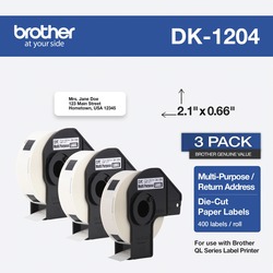 Brother DK Multipurpose Label - 21/32" Width x 2 1/10" Length - Rectangle - Thermal - Paper - 400 / Roll - 3 / Roll BRTDK12043PK