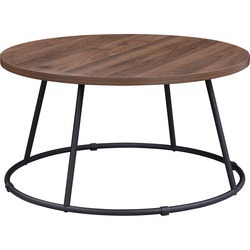 Lorell Accession Coffee Table - Walnut Round Top - Powder Coated Four Leg Base - 4 Legs - 200 lb Capacity - 1" Table Top Thickness x 31.50" Table Top Diameter - 16.75" Height - Assembly Required - Laminate Top Material - 1 Each LLR16259
