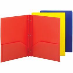 Smead Letter Fastener Folder - 8 1/2" x 11" - 180 Sheets Capacity - 2 x Double Tang Fastener(s) - 2 Internal Pocket(s) - Red, Yellow, Blue - 24/Pack - 3 / Carton SMD87738