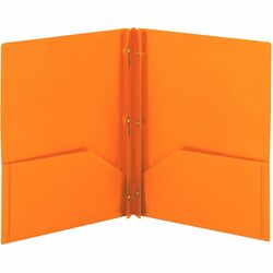 Smead Letter Fastener Folder - 8 1/2" x 11" - 180 Sheets Capacity - 2 x Double Tang Fastener(s) - 2 Internal Pocket(s) - Orange - 3/Pack - 3 / Carton SMD87735