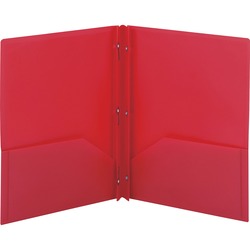 Smead Letter Fastener Folder - 8 1/2" x 11" - 180 Sheets Capacity - 2 x Double Tang Fastener(s) - 2 Internal Pocket(s) - Red - 3/Pack - 3 / Carton SMD87730