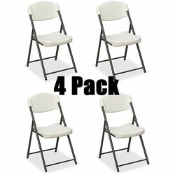 Iceberg Rough-N-Ready Blow-Molded Folding Chairs - High-density Polyethylene (HDPE) Seat Material - High-density Polyethylene (HDPE) Back Material - Powder Coated Steel Frame Material - Four-legged Base - Platinum Granite - Plastic - 4 / Carton ICE64033