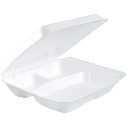 Dart Insulated Foam 3-compartment Containers - External Dimensions: 8" Length x 7.5" Width x 2.3" Height - Stackable - Extruded Polystyrene - White - For Transportation, Food Storage - 200 / Carton DCC80HT3R