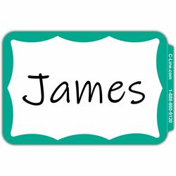 C-Line Self-adhesive Color Border Name Badges - 3 1/2" Width x 2 1/4" Length - Removable Adhesive - Rectangle - Green - Self-adhesive - 100 / Box CLI92263