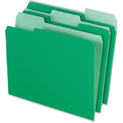 Pendaflex 1/3 Tab Cut Letter Recycled Top Tab File Folder - 8 1/2" x 11" - Top Tab Location - Assorted Tab Position - 11 pt. - 1 Plys - Green - Acid-free - 10% Recycled - 100 / Box PFX15213BGR