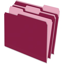 Pendaflex 1/3 Tab Cut Letter Recycled Top Tab File Folder - 8 1/2" x 11" - Top Tab Location - Assorted Tab Position - 11 pt. - 1 Plys - Burgundy - Acid-free - 10% Recycled - 100 / Box PFX15213BUR