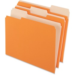 Pendaflex 1/3 Tab Cut Letter Recycled Top Tab File Folder - 8 1/2" x 11" - Top Tab Location - Assorted Tab Position - 11 pt. - 1 Plys - Orange - Acid-free - 10% Recycled - 100 / Box PFX15213ORA