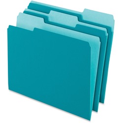 Pendaflex 1/3 Tab Cut Letter Recycled Top Tab File Folder - 8 1/2" x 11" - Top Tab Location - Assorted Tab Position - 11 pt. - 1 Plys - Teal - Acid-free - 10% Recycled - 100 / Box PFX15213TEA