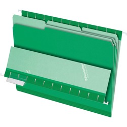 Pendaflex 1/3 Tab Cut Letter Recycled Top Tab File Folder - 8 1/2" x 11" - Top Tab Location - Assorted Tab Position - Green - 10% Recycled - 100 / Box PFX421013BGR