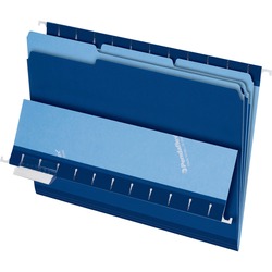 Pendaflex 1/3 Tab Cut Letter Recycled Top Tab File Folder - 8 1/2" x 11" - Navy Blue - 10% Recycled - 100 / Box PFX421013NAV