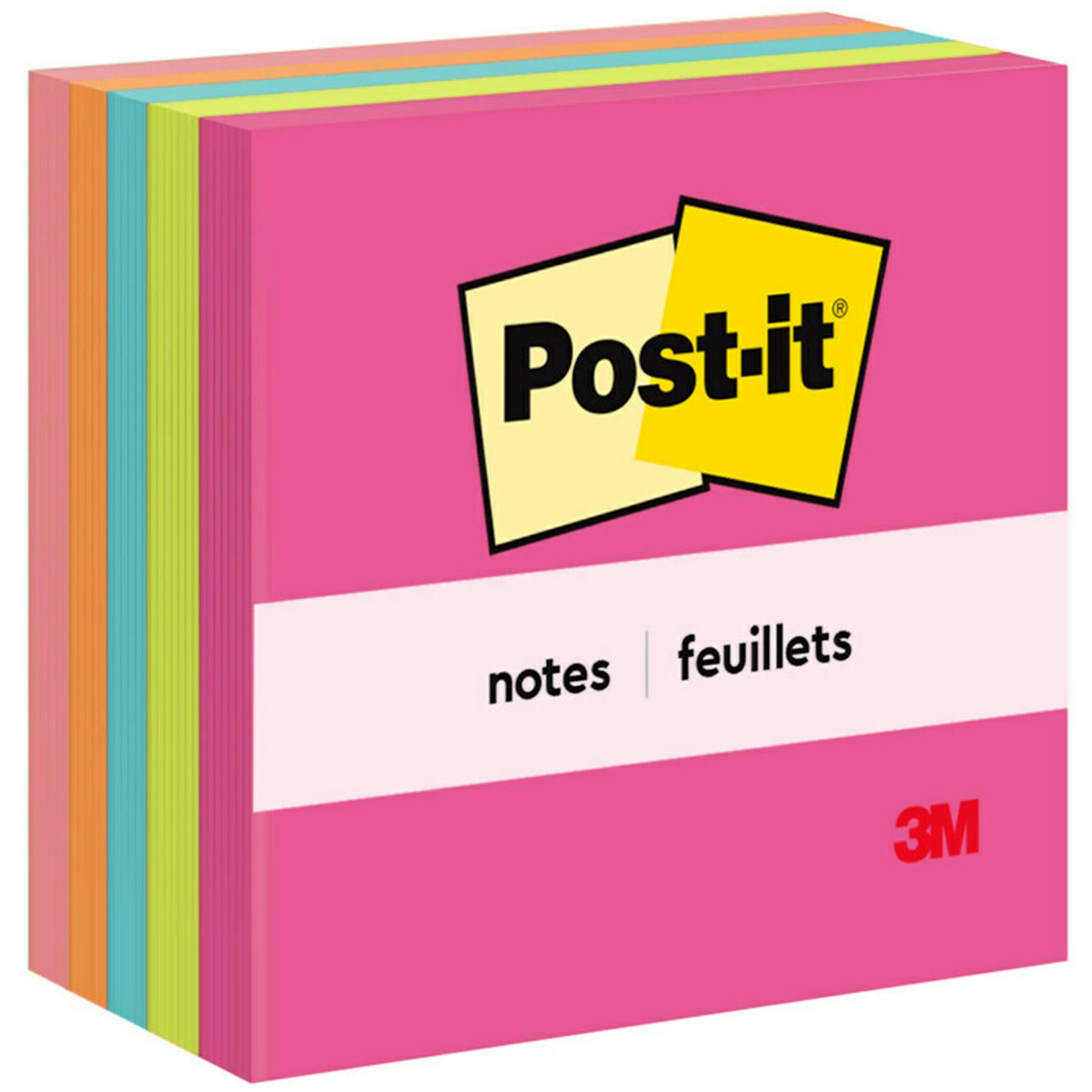 Post-it Super Sticky Notes, 3x3 in, 24 Padspack, 70 Sheetspad,  Exclusive Bright Color Collection, Aqua Splash, Acid Lime, Tropical Pink and