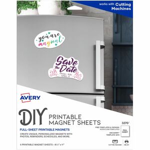Avery® Personal Creations Inkjet Printable Magnetic Sheet - White - Letter - 8 1/2" x 11" - Matte - 5 / Pack - Printable