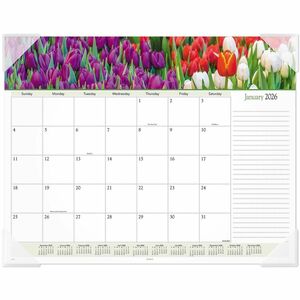 At-A-Glance Panoramic Floral Desk Pad - Standard - Monthly - 12 Month - January 2026 to December 2026 - 1 Month Single Page Layout - 21 3/4" x 17" Sheet Size - White Sheet - 2