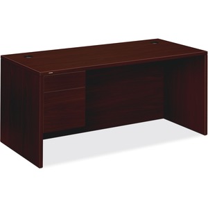 HON 10500 Series Left Single Pedestal Desk - 2-Drawer - 66" x 30" x 29.5" - 2 x Box Drawer(s), File Drawer(s) - Single Pedestal on Left Side - Smooth Edge - Material: Wood - F