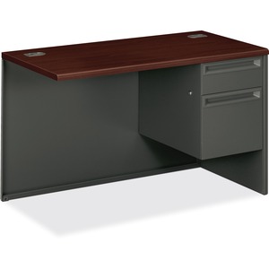 HON 38000 Series Right Return, 48"W - 2-Drawer - 48" x 24" x 29.5" - 2 x Box Drawer(s), File Drawer(s) - Single Pedestal on Right Side - Radius Edge - Material: Wood, Steel -