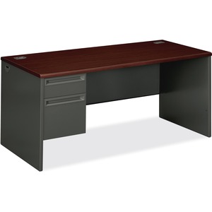 HON 38000 Series Left Pedestal Desk 66"W - 2-Drawer - 66" x 30" x 29.5" - 2 x Box Drawer(s), File Drawer(s) - Single Pedestal on Left Side - Radius Edge - Material: Wood, Stee