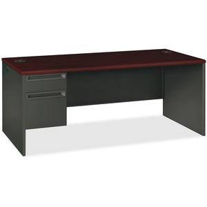 HON 38000 Series Left Pedestal Desk 72"W - 2-Drawer - 72" x 36" x 29.5" - 2 x Box Drawer(s), File Drawer(s) - Single Pedestal on Left Side - Radius Edge - Material: Wood, Stee