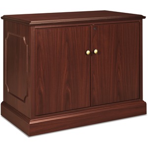 HON 94000 Series Storage Cabinet - 2-Drawer - 37.5" x 20.5" x 29.5" - 2 - 2 Door(s) - 4 Shelve(s) - Traditional Edge - Material: Wood - Finish: Mahogany, High Pressure Laminat