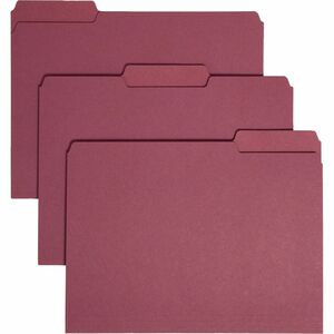 Smead 1/3 Tab Cut Letter Recycled Hanging Folder - 8 1/2" x 11" - 3/4" Expansion - Top Tab Location - Assorted Position Tab Position - Maroon - 10% Recycled - 100 / Box