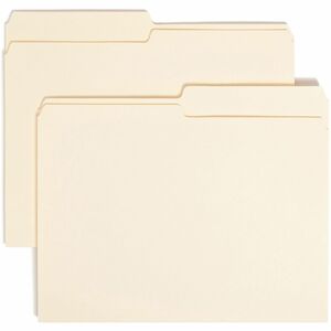 Smead 1/2 Tab Cut Letter Recycled Top Tab File Folder - 8 1/2" x 11" - 3/4" Expansion - Top Tab Location - Assorted Position Tab Position - Manila - Manila - 10% Recycled - 10