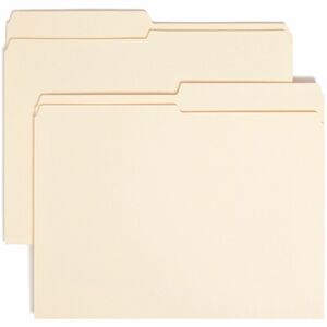 Smead 1/2 Tab Cut Letter Recycled Top Tab File Folder - 8 1/2" x 11" - 3/4" Expansion - Top Tab Location - Assorted Position Tab Position - Manila - 10% Recycled - 100 / Box