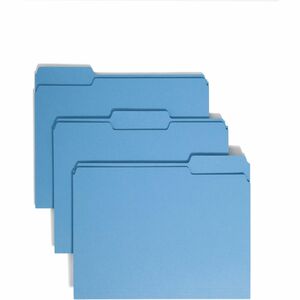 Smead 1/3 Tab Cut Letter Recycled Top Tab File Folder - 8 1/2" x 11" - 3/4" Expansion - Top Tab Location - Assorted Position Tab Position - Blue - 10% Recycled - 100 / Box