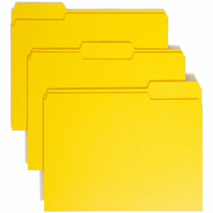 Smead Colored 1/3 Tab Cut Letter Recycled Top Tab File Folder - 8 1/2" x 11" - 3/4" Expansion - Top Tab Location - Assorted Position Tab Position - Yellow - 10% Recycled - 100