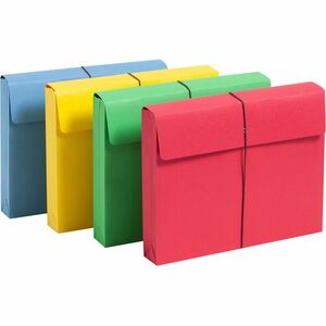 Smead Recycled File Wallet - 11 3/4" x 9 1/2" - 2" Expansion - Redrope - Blue, Green, Red, Yellow - 10% Recycled - 50 / Box