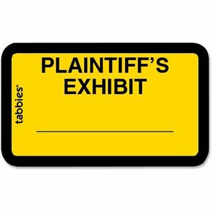 Tabbies Plaintiff's Exhibit Legal File Labels - 1 5/8" x 1" Length - Yellow - 252 / Pack