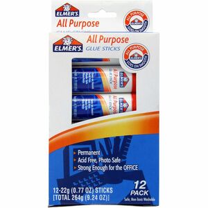 Elmer's All-Purpose Washable Glue Sticks - 0.77 oz - 12 / Pack - White