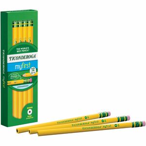 Ticonderoga Beginner Pencil with Eraser - #2 Lead - Yellow Barrel - 12 / Dozen