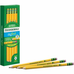 Ticonderoga My First Pencil with Eraser - #2 Lead - Yellow Barrel - 12 / Dozen
