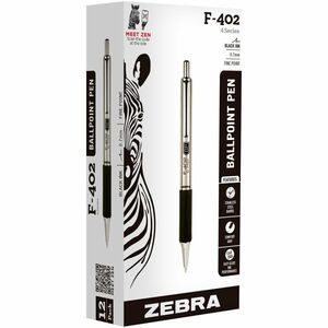 Zebra Pen STEEL 4 Series F-402 Retractable Ballpoint Pen - Fine Pen Point - 0.7 mm Pen Point Size - Refillable - Retractable - Black - Stainless Steel Barrel - 1 Each