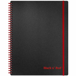 Black n' Red Polypropylene Notebook - Letter - 70 Sheets - Double Wire Spiral - Ruled Margin - 24 lb Basis Weight - Letter - 8 1/2" x 11" - White Paper - Red Binding - BlackPo