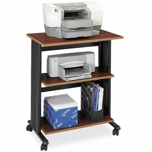 Safco Muv Three Level Adjustable Printer Stand - 175 lb Load Capacity - 3 x Shelf(ves) - 35" Height x 29.50" Width x 20" Depth - Floor - Laminate - Steel, Wood, Melamine, Poly