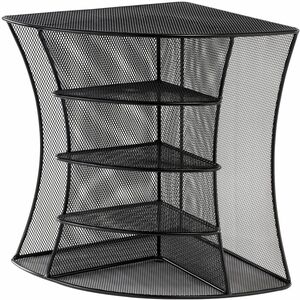 Safco Onyx Mesh Corner Organizer - 13" Height x 15" Width x 11" Depth - Desktop - Black - Steel - 1 Each