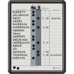 Quartet Classic In/Out Board - 14" Height x 11" Width - Gray Porcelain Surface - Magnetic, Durable, Stain Resistant, Dent Resistant, Ghost Resistant, Scratch Resistant - Black